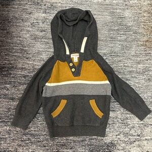Cat & Jack Charcoal and Mustard Hooded Sweater